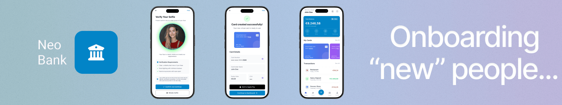 Banking onboarding interface work